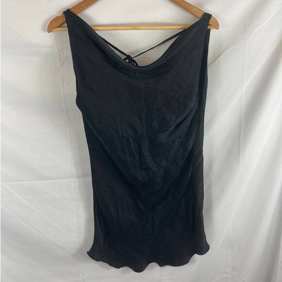 NWT Black Silk Sequin draped back sleeveless blouse Small UK36 - Picture 1 of 3